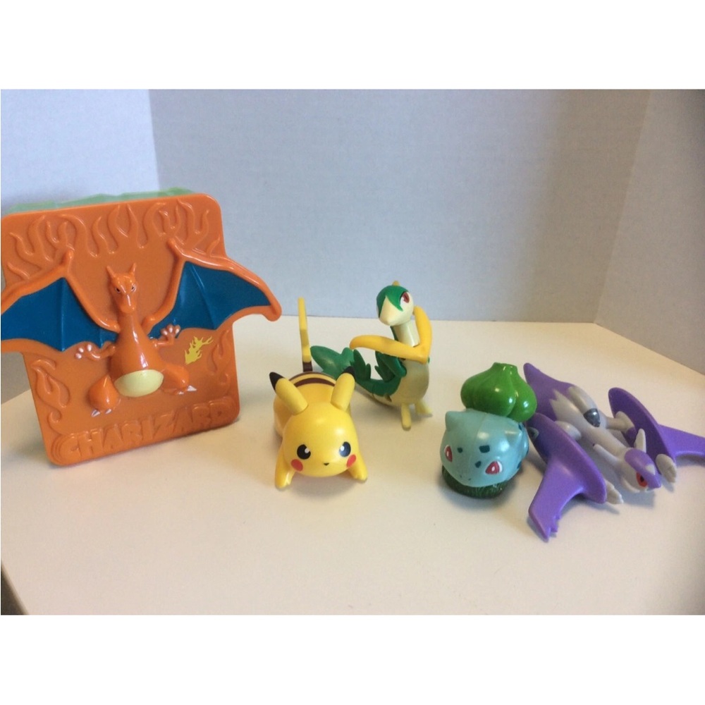 Pokemon Figure Bundle - Pikachu Yellow, Charizard Orange, Bulbasaur Green & More